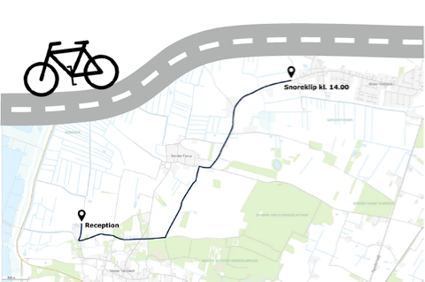 Kort over lokationer til fejring af indvielsen af den nye cykelsti. 